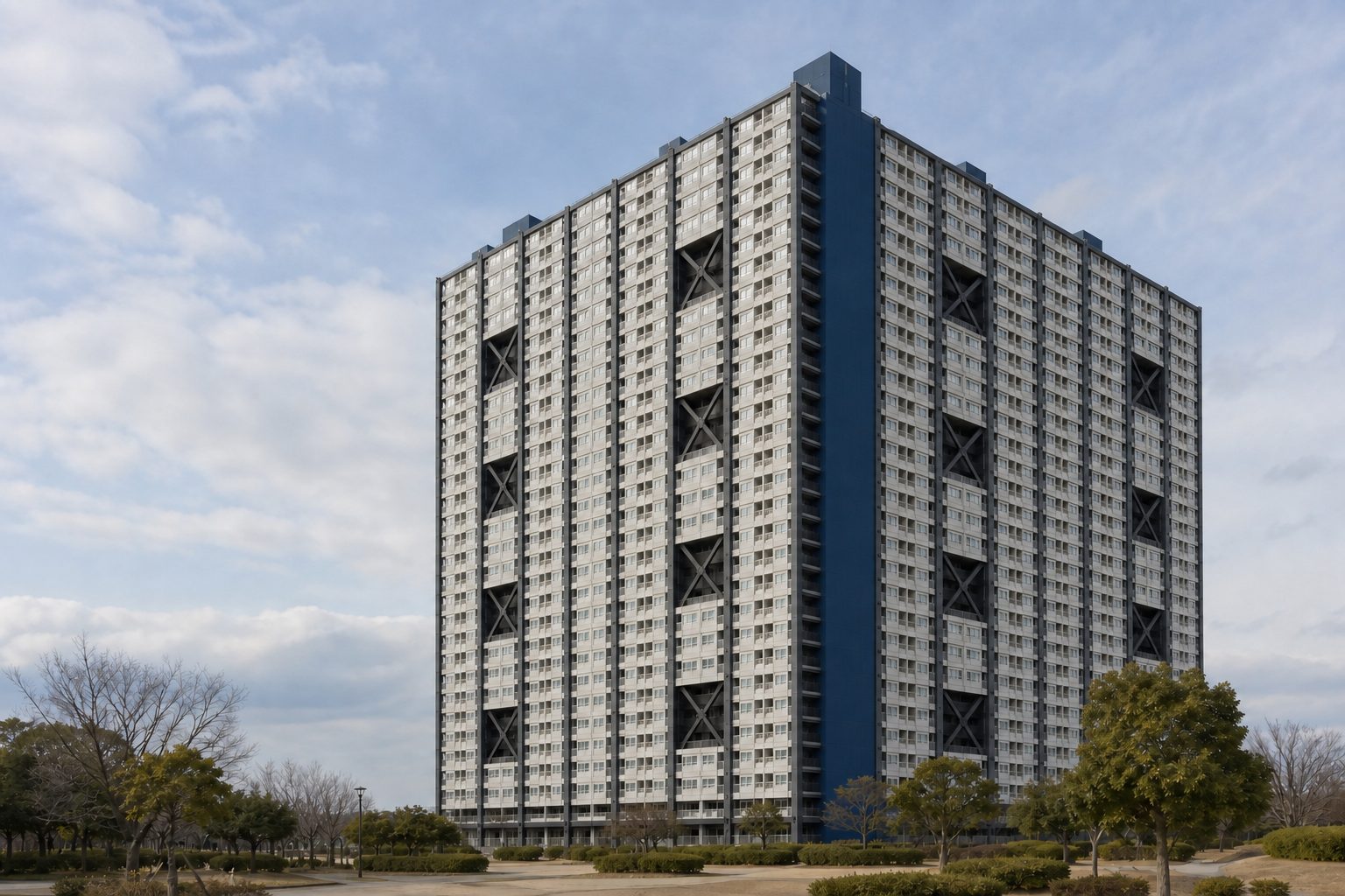 日本住宅公団芦屋浜団地9-1住棟の外観イメージ