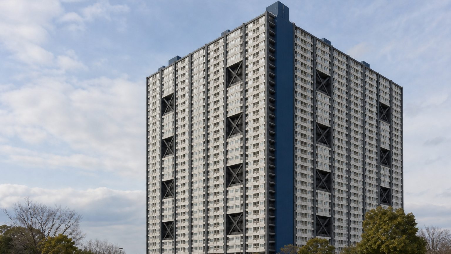 日本住宅公団芦屋浜団地9-1住棟の外観イメージ
