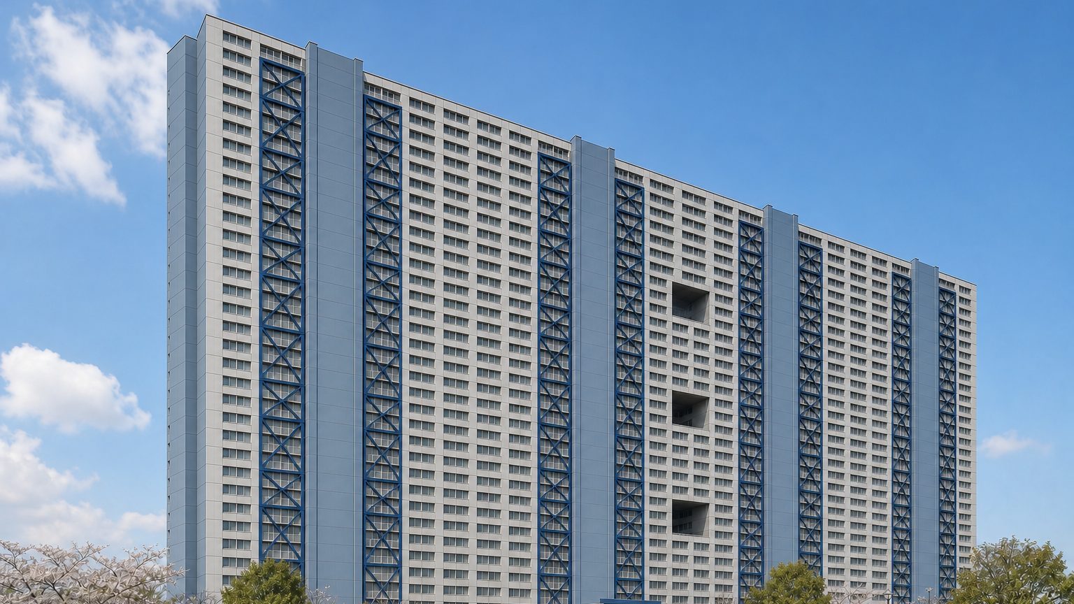 日本住宅公団芦屋浜団地9-2住棟の外観イメージ