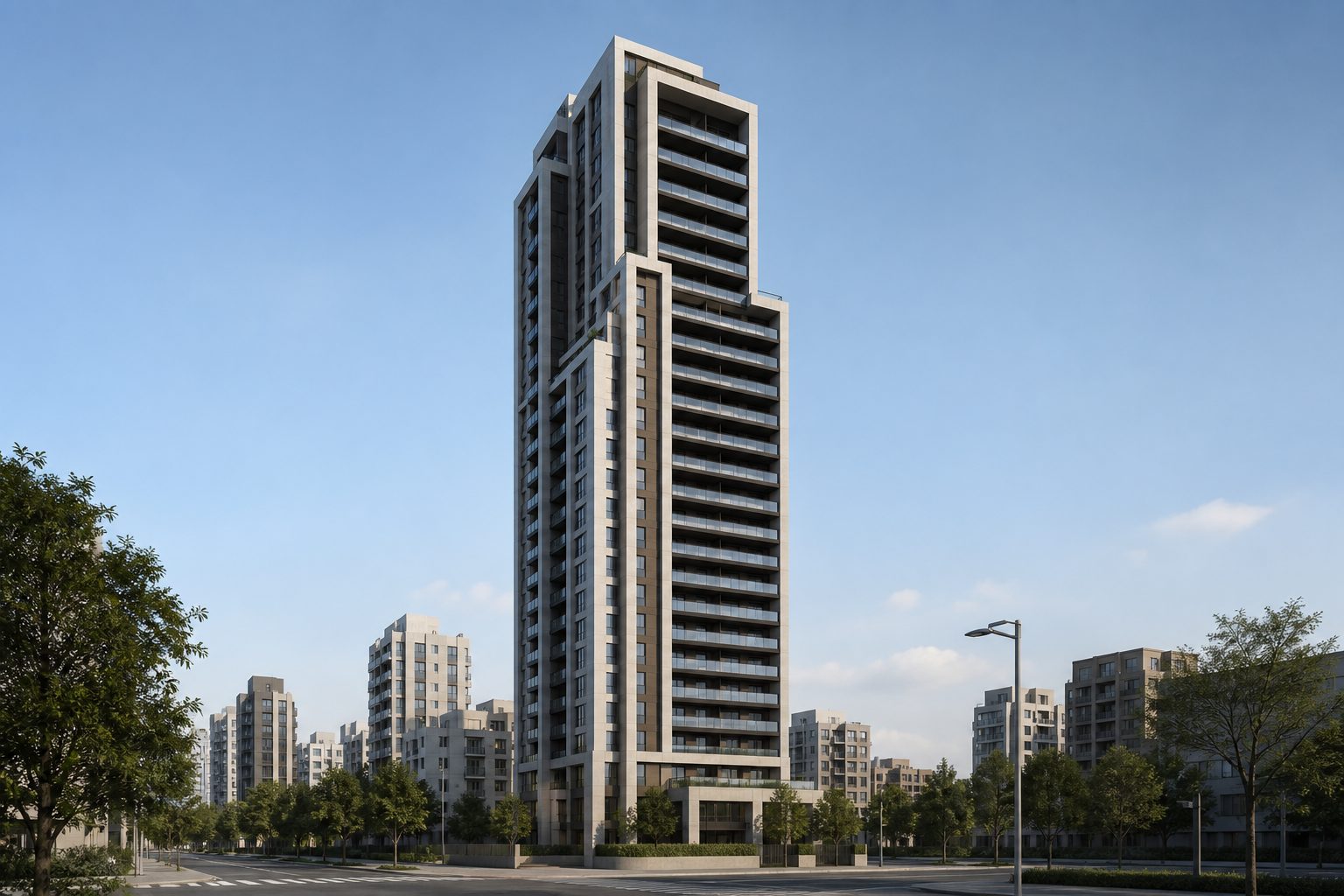 レーベン松山市駅 ALBIO TOWERをイメージした外観